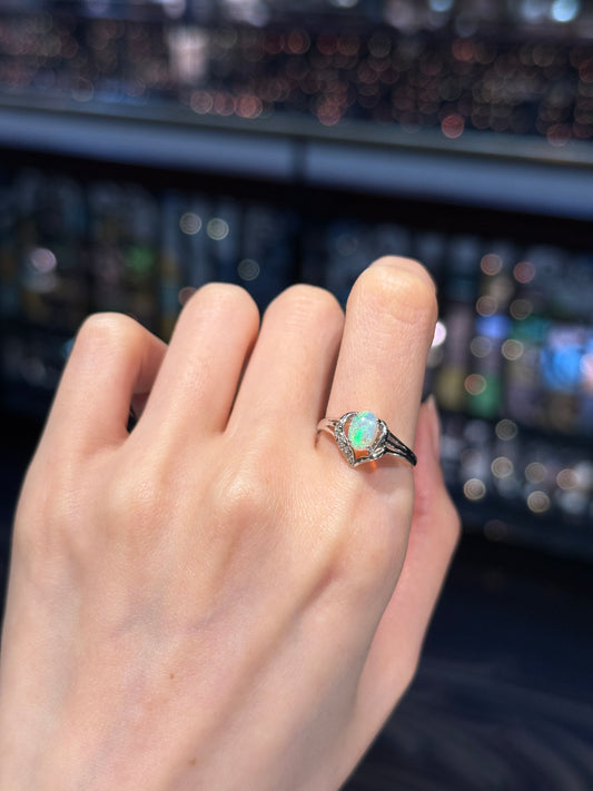 18K Susanne White Opal Ring with Diamonds