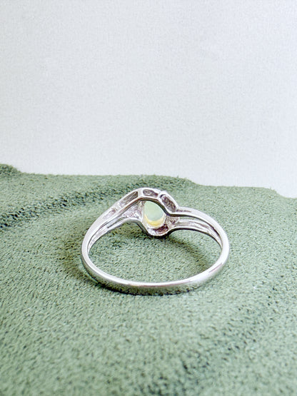 18K Gwen White Opal Ring with Diamond