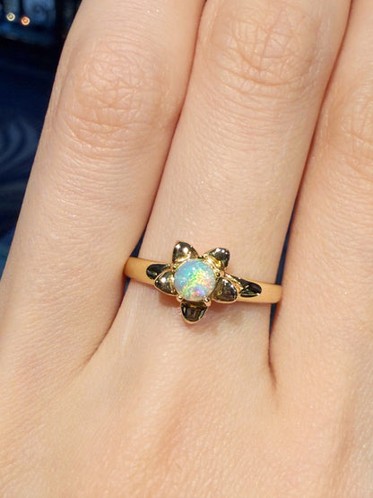 18K Star White Opal Ring