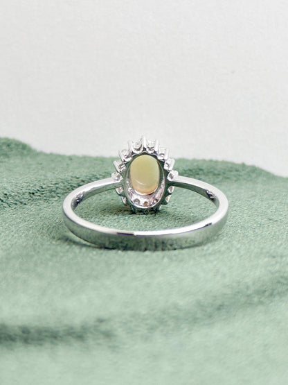 18K Lilyana White Opal Ring with Diamonds