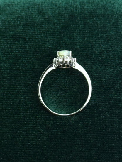 18K Lilyana White Opal Ring with Diamonds