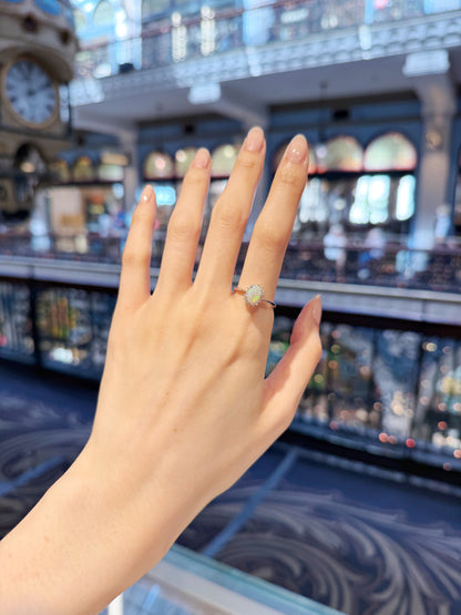 18K Lilyana White Opal Ring with Diamonds
