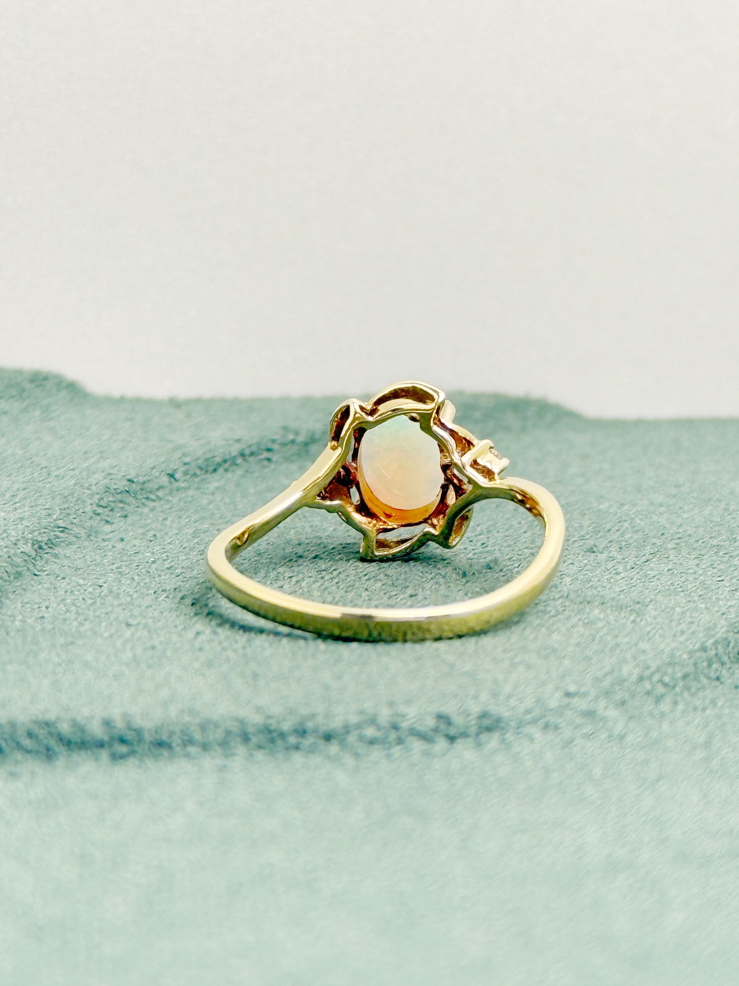 18K Kate White Opal Ring with Diamonds