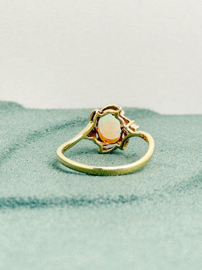 18K Kate White Opal Ring with Diamonds