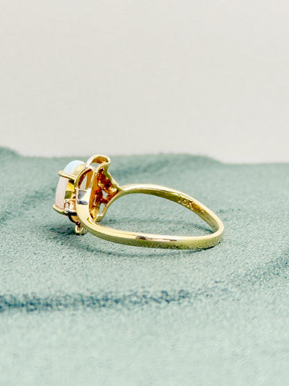 18K Kate White Opal Ring with Diamonds