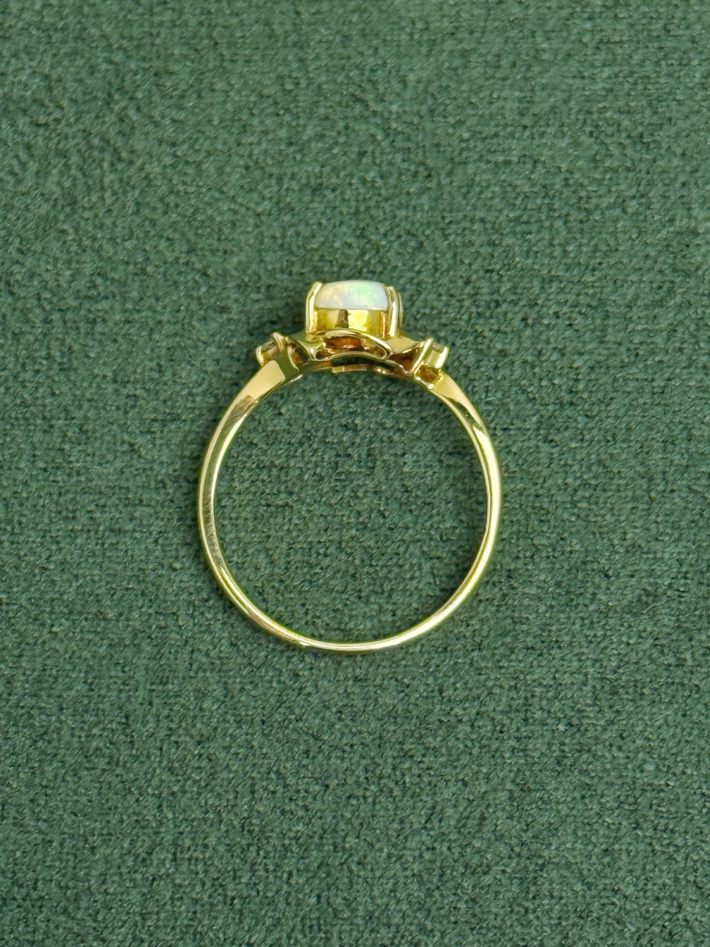 18K Kate White Opal Ring with Diamonds