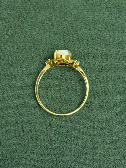 18K Kate White Opal Ring with Diamonds