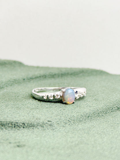 18K Natalie Solid Black Opal Ring with Diamonds
