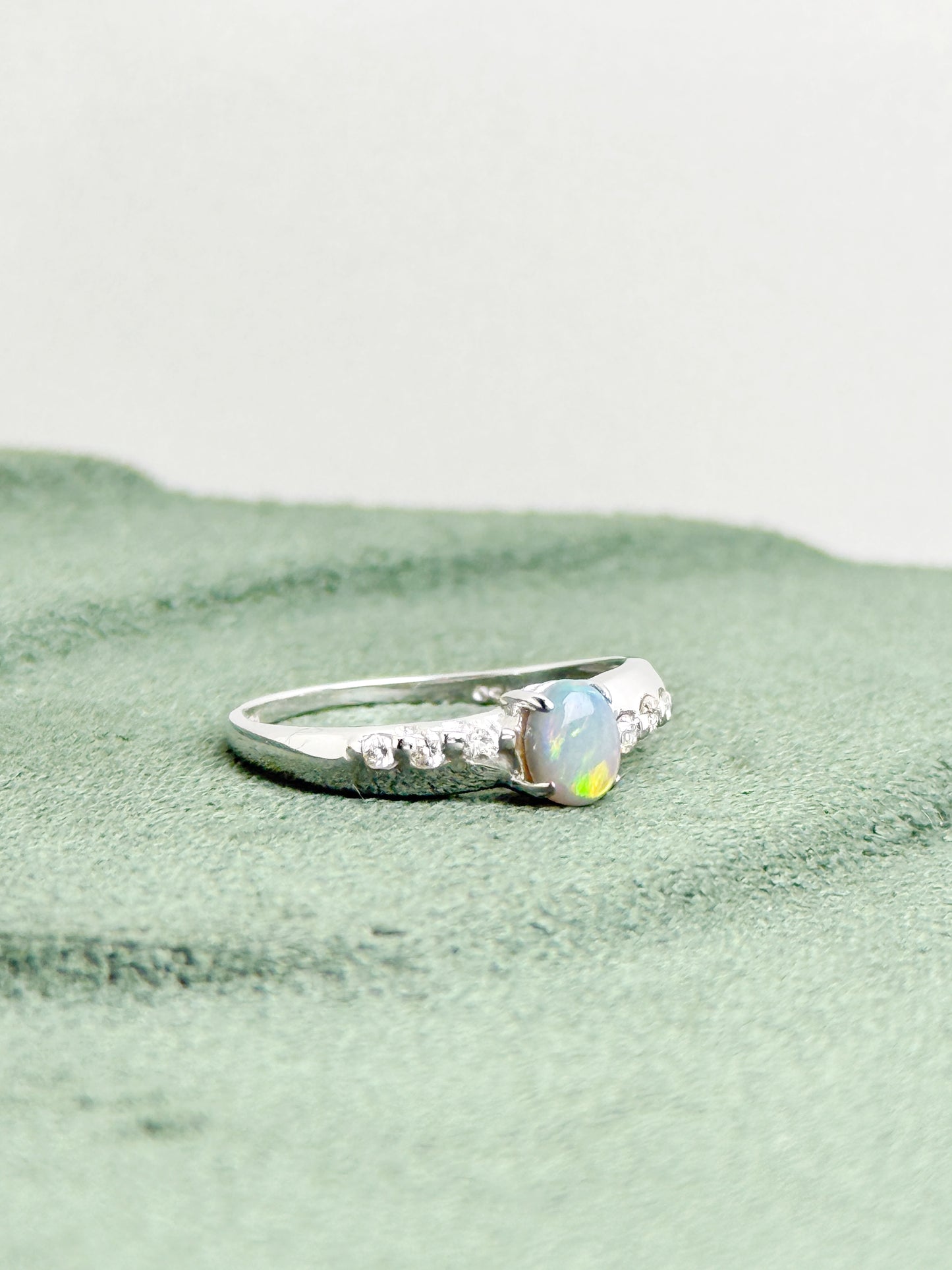 18K Natalie Solid Black Opal Ring with Diamonds