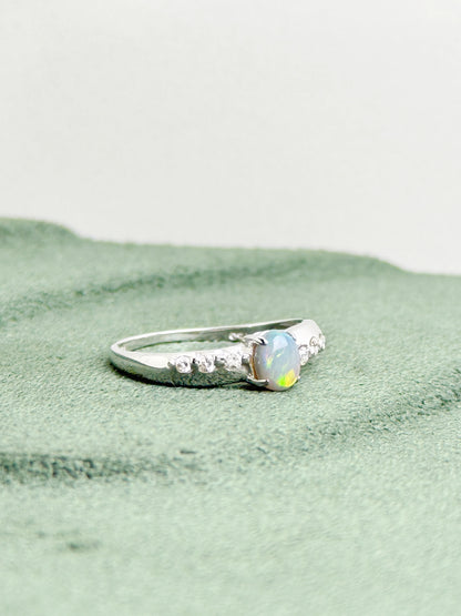 18K Natalie Solid Black Opal Ring with Diamonds