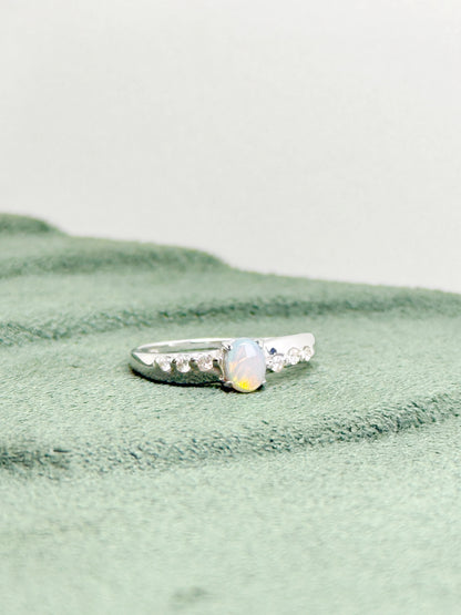 18K Natalie Solid Black Opal Ring with Diamonds
