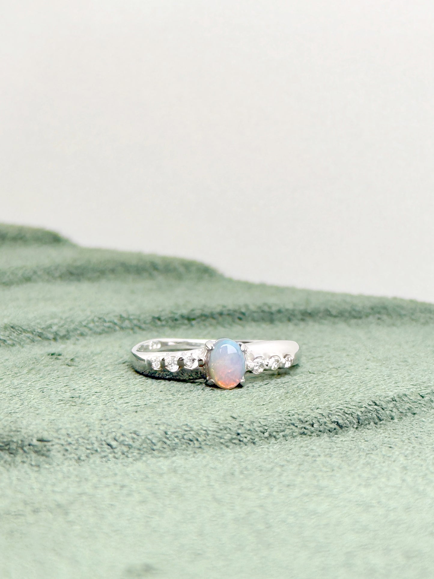 18K Natalie Solid Black Opal Ring with Diamonds