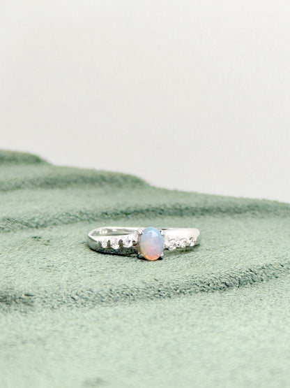 18K Natalie Solid Black Opal Ring with Diamonds