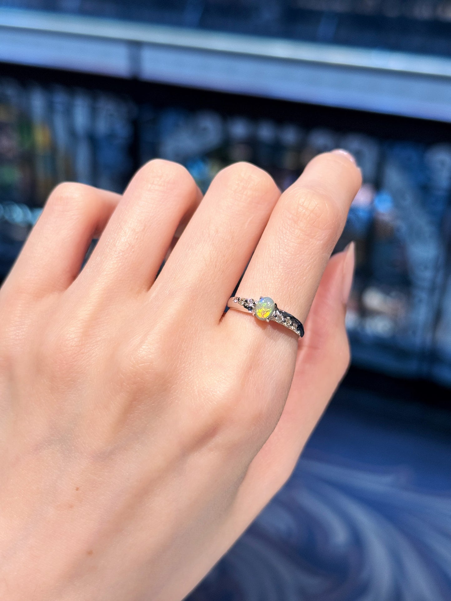 18K Natalie Solid Black Opal Ring with Diamonds