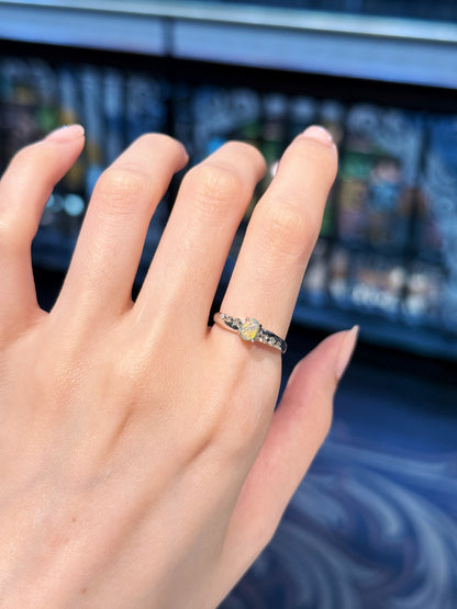 18K Natalie Solid Black Opal Ring with Diamonds