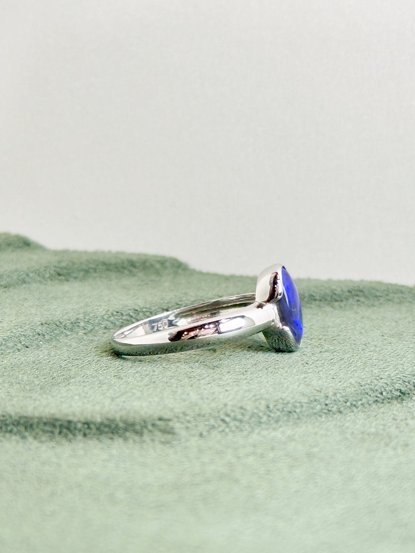 18K Maria Solid Black Opal Ring