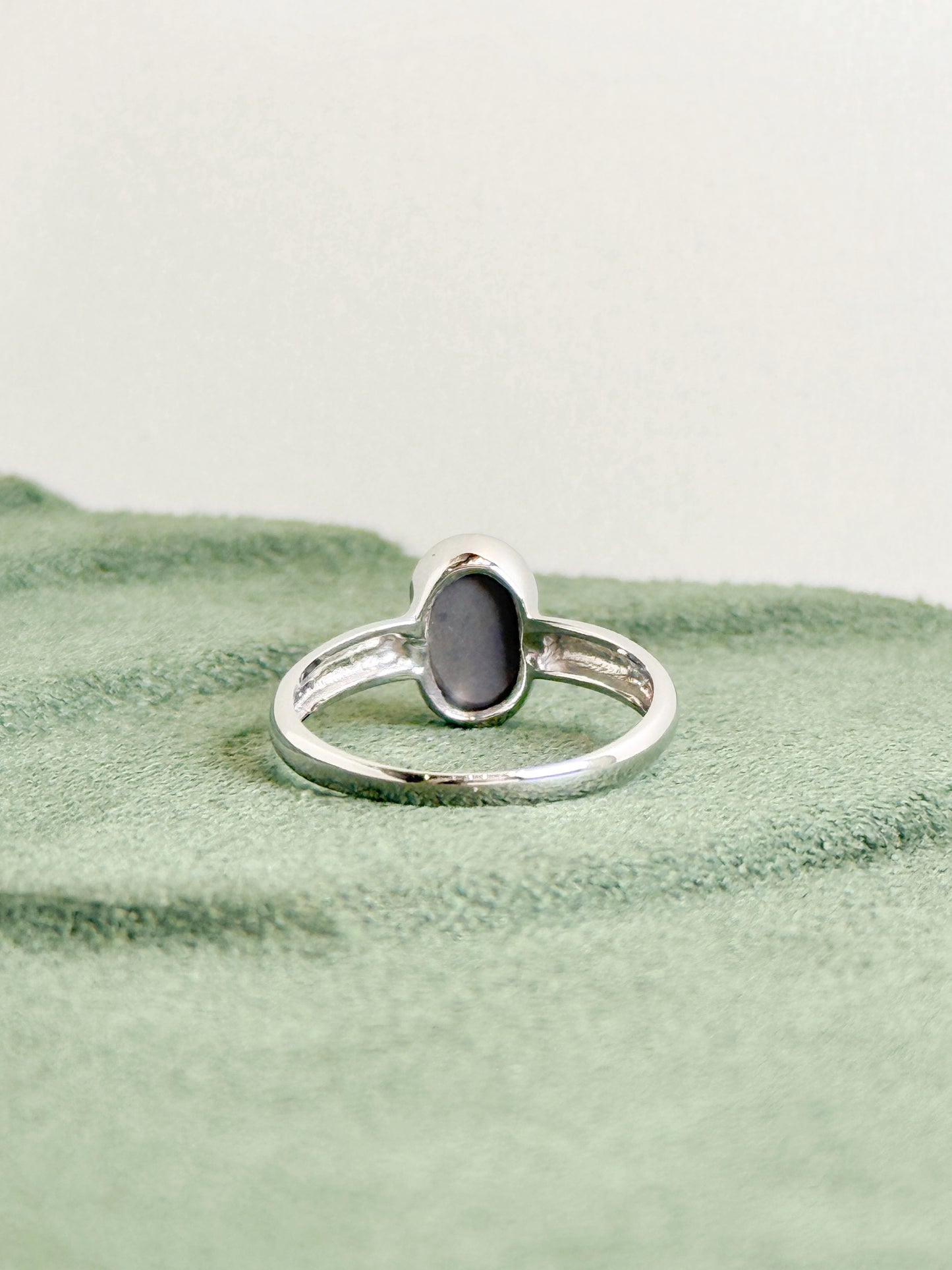18K Maria Solid Black Opal Ring