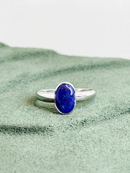 18K Maria Solid Black Opal Ring