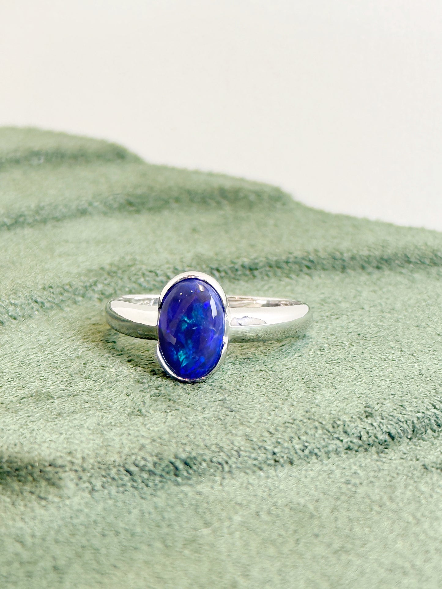 18K Maria Solid Black Opal Ring