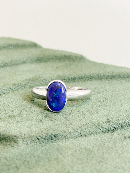 18K Maria Solid Black Opal Ring