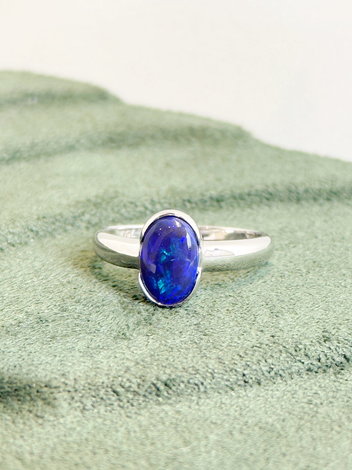 18K Maria Solid Black Opal Ring