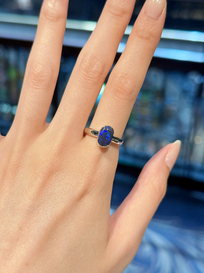 18K Maria Solid Black Opal Ring