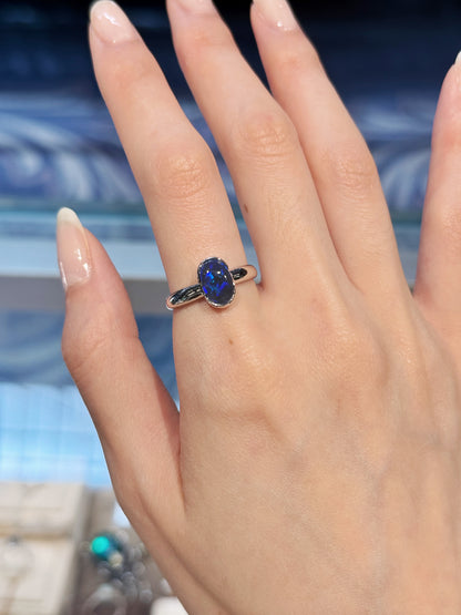 18K Maria Solid Black Opal Ring