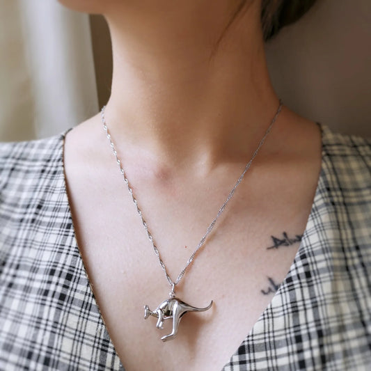 Sterling Silver Kangaroo Double-sided Pendant with Triplet Opal