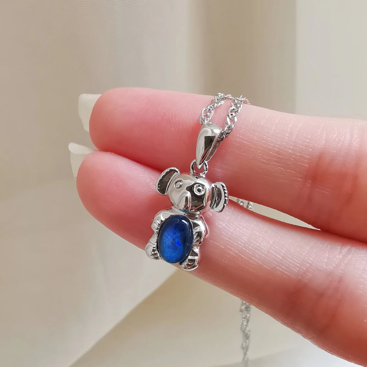 Sterling Silver Koala Hug Triplet Opal Pendant