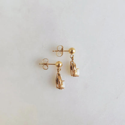 18K Knot White Opal Drop Earring