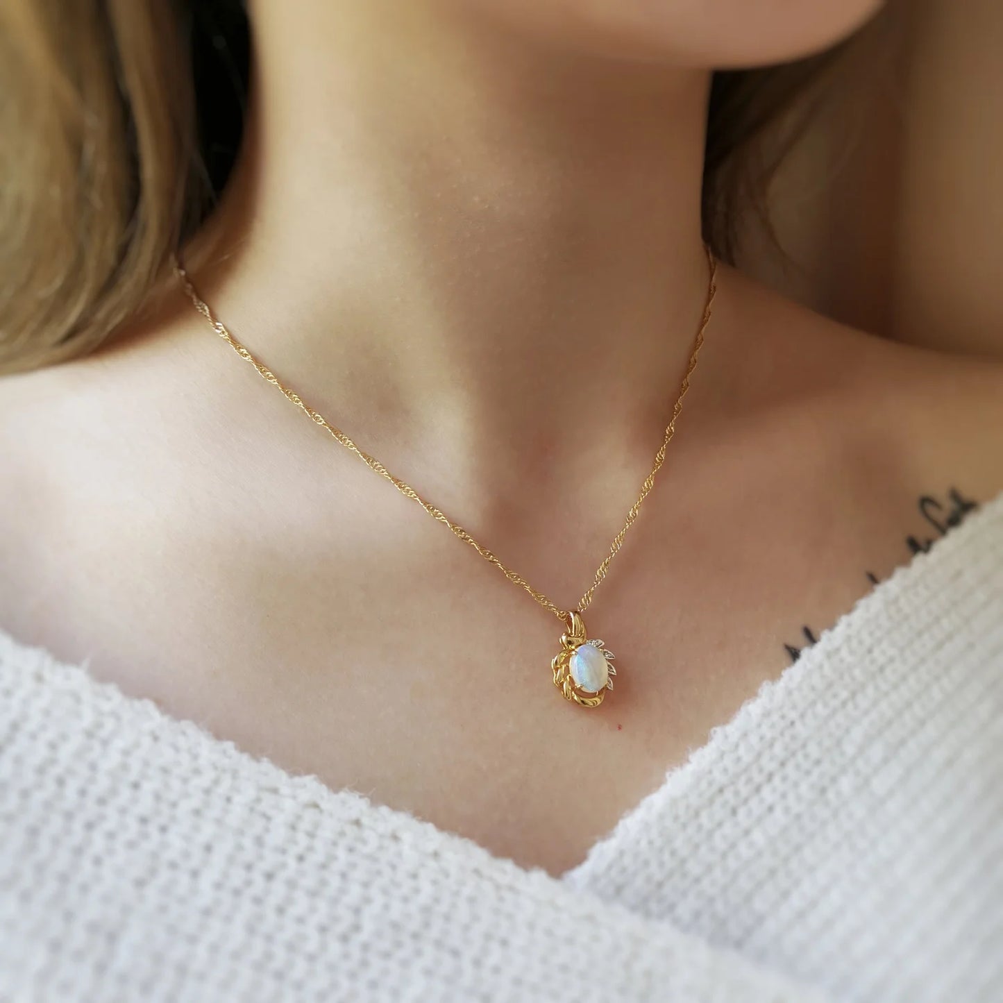 18K Bailey Leaf Opal Pendant