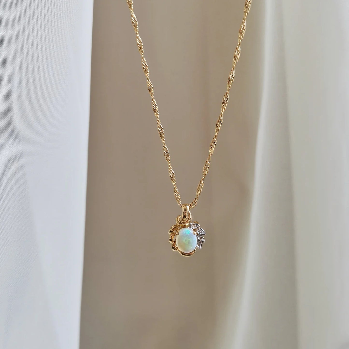 18K Bailey Leaf Opal Pendant