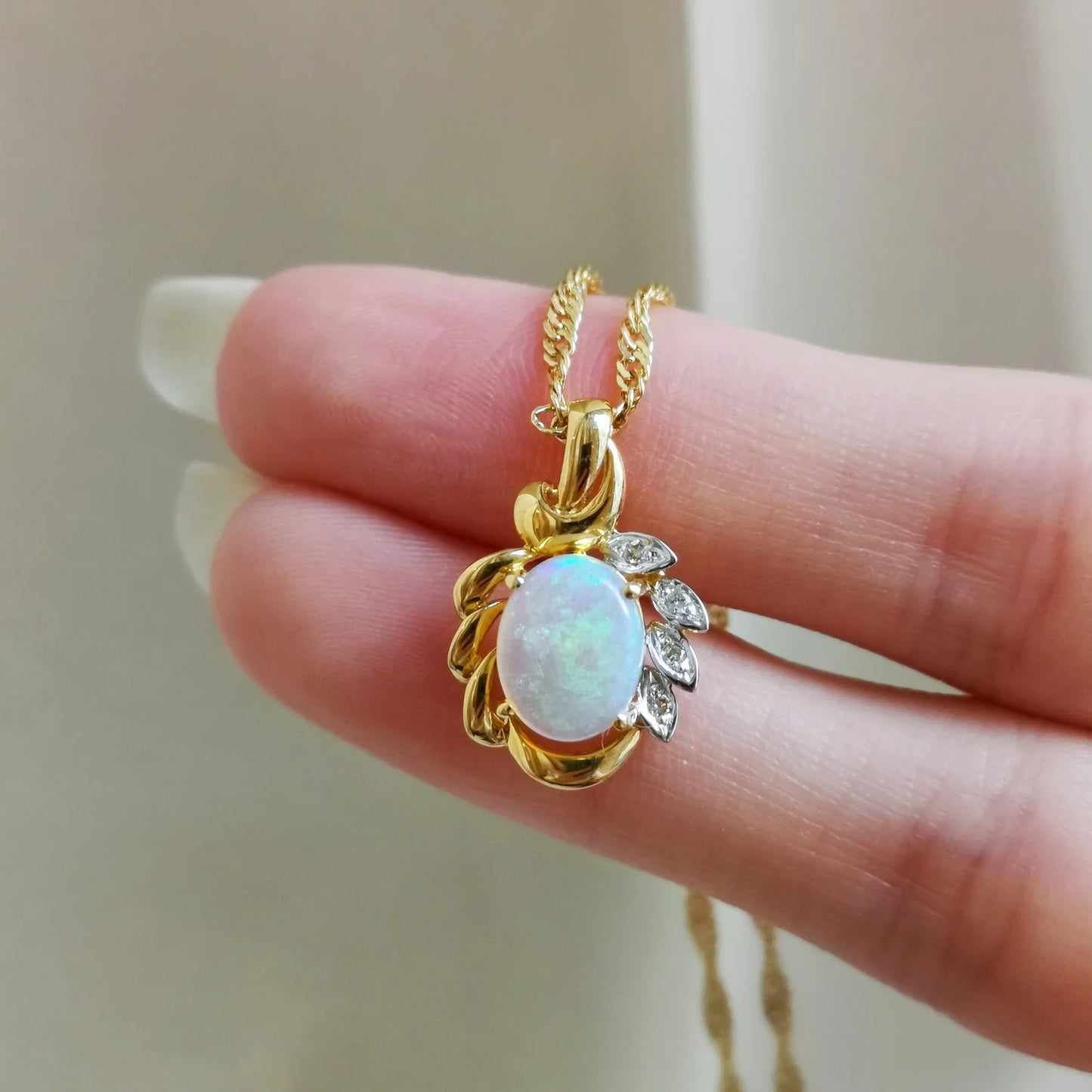 18K Bailey Leaf Opal Pendant