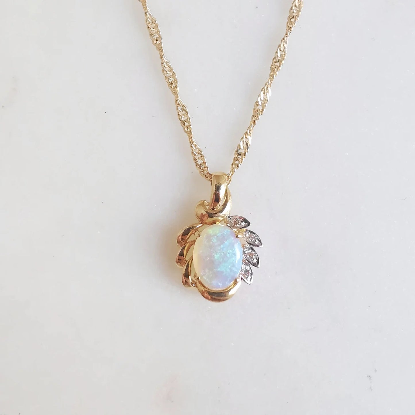 18K Bailey Leaf Opal Pendant