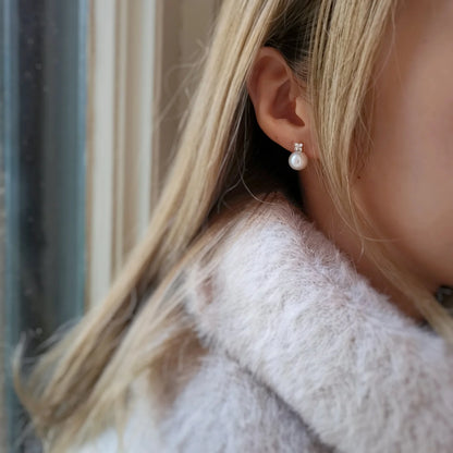 18K Diamond Flower Akoya Pearl Earring