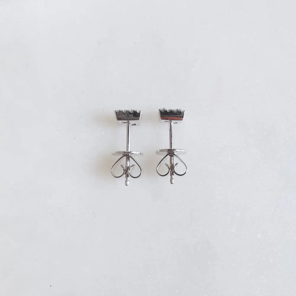 18K Prairie Princess Cut Pink Sapphire and Diamond Earrings