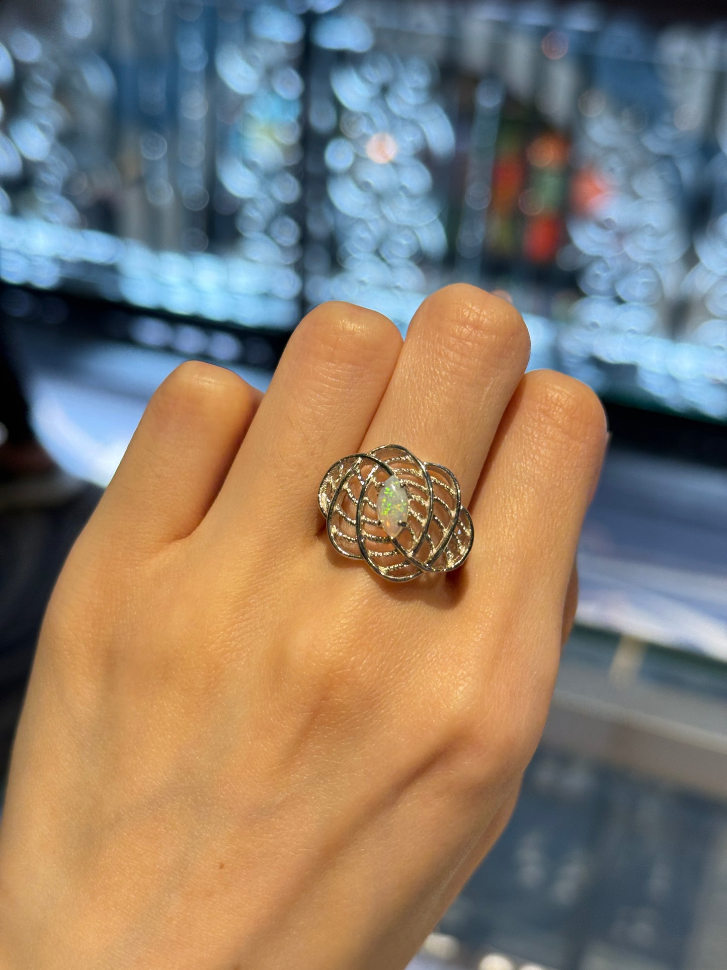 Sterling Silver Cornelia Solid White Opal Ring