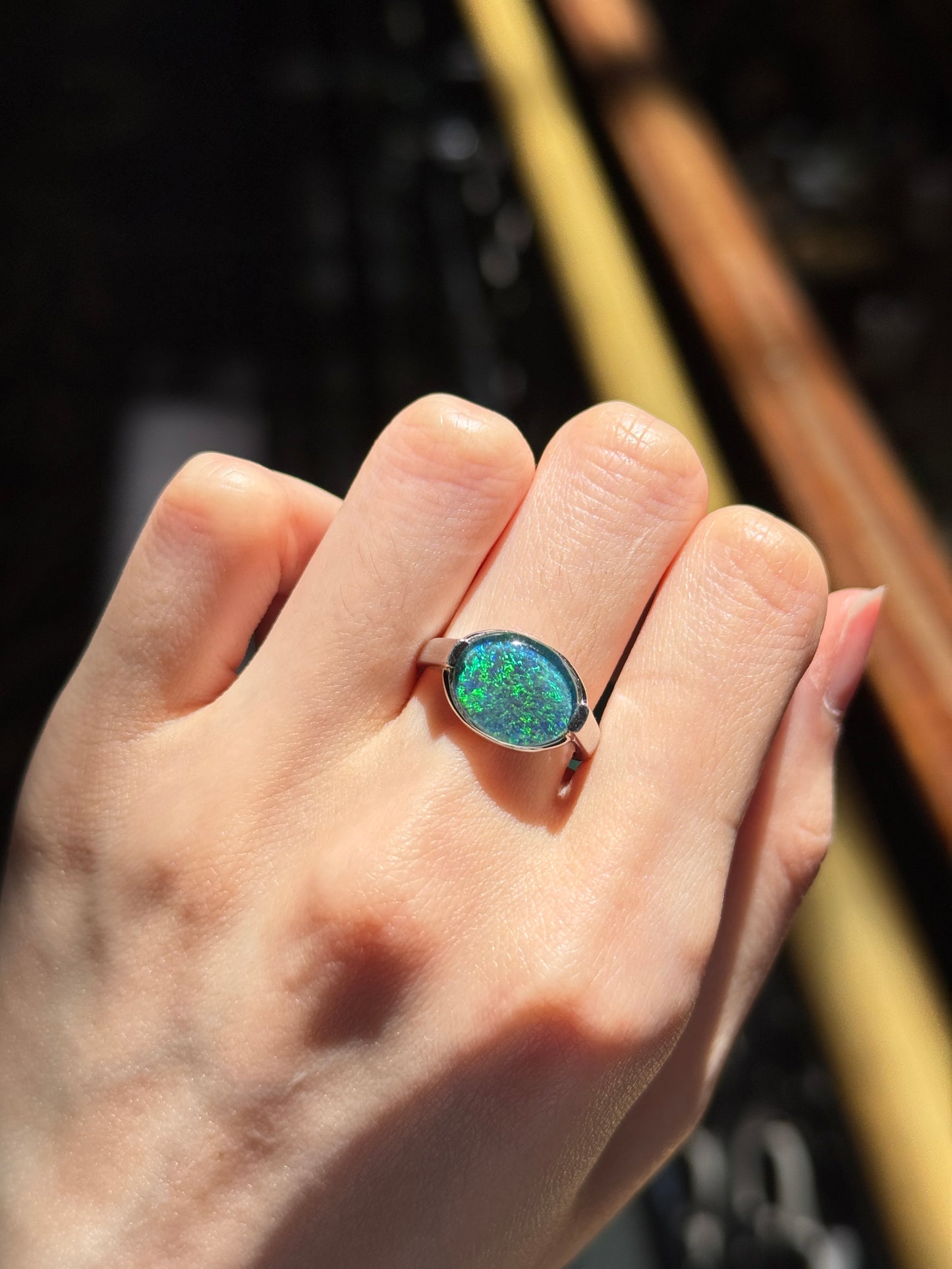 Sterling Silver Cecelia Triplet Opal Ring