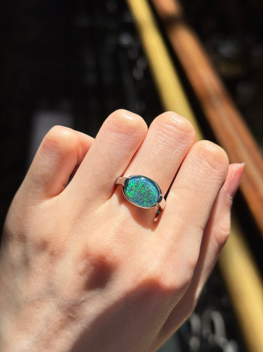 Sterling Silver Cecelia Triplet Opal Ring