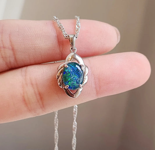 Sterling Silver Conch Triplet Opal Pendant
