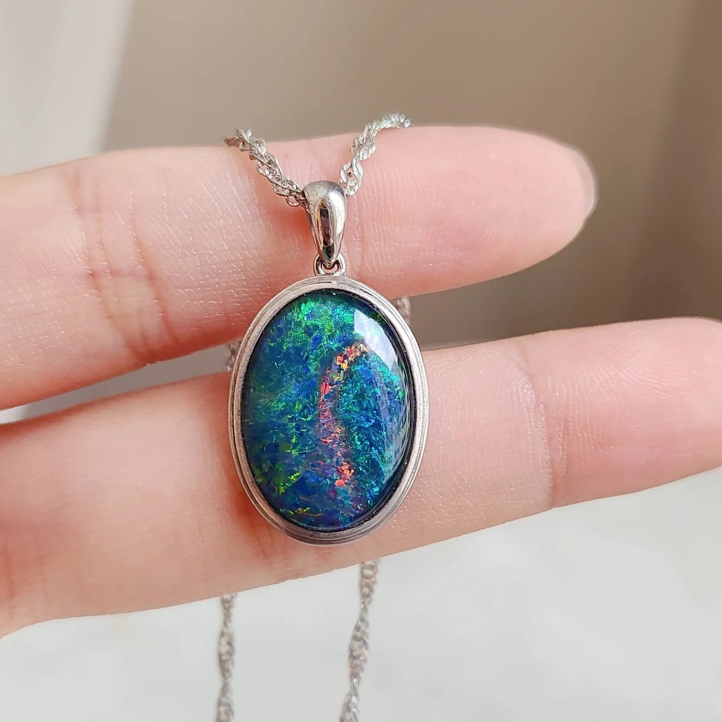Sterling Silver Mia Triplet Opal Pendant