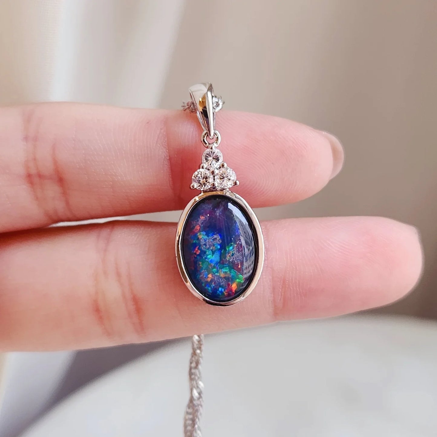 Sterling Silver Amelia Triplet Opal Pendant