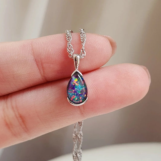 Sterling Silver Teardrop Triplet Opal Pendant