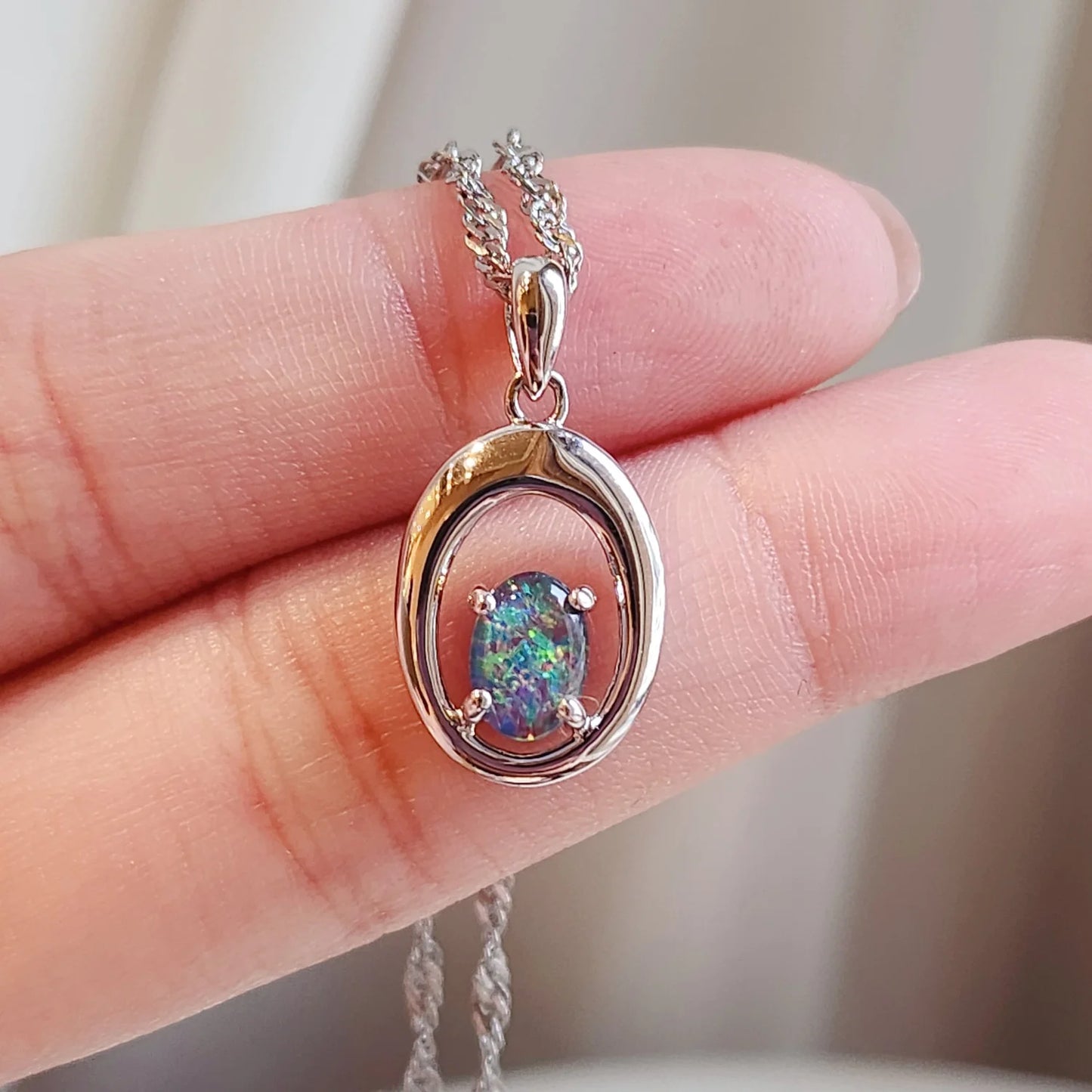 Sterling Silver Lily Triplet Opal Pendant