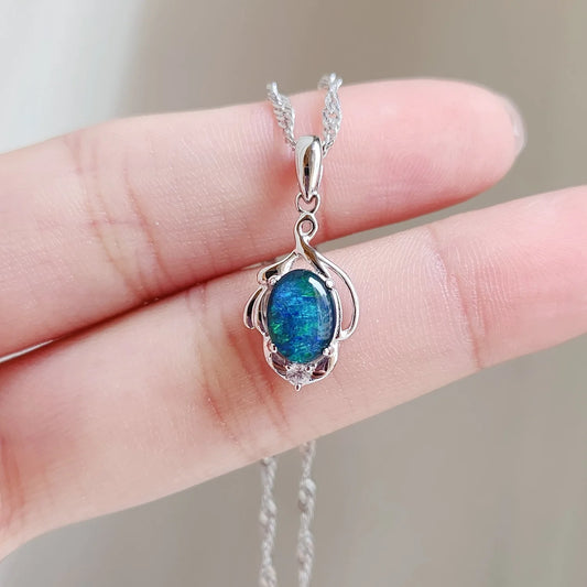 Sterling Silver Aurora Triplet Opal Pendant