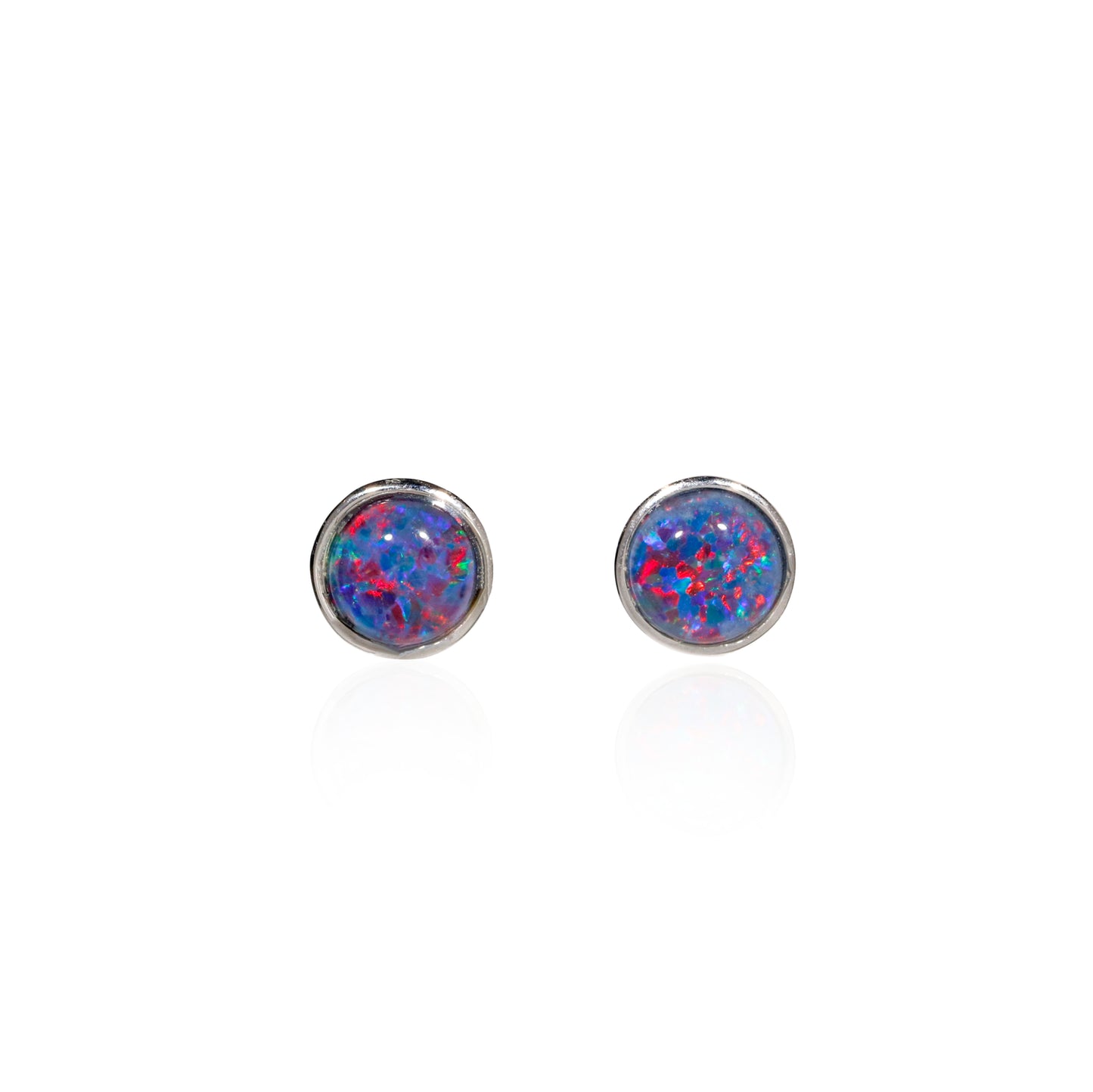Sterling Silver Bezel Round Triplet Opal Earrings (Mini)