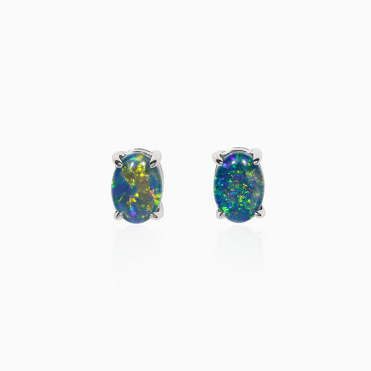 Sterling Silver Triplet Opal Earrings (Mini)
