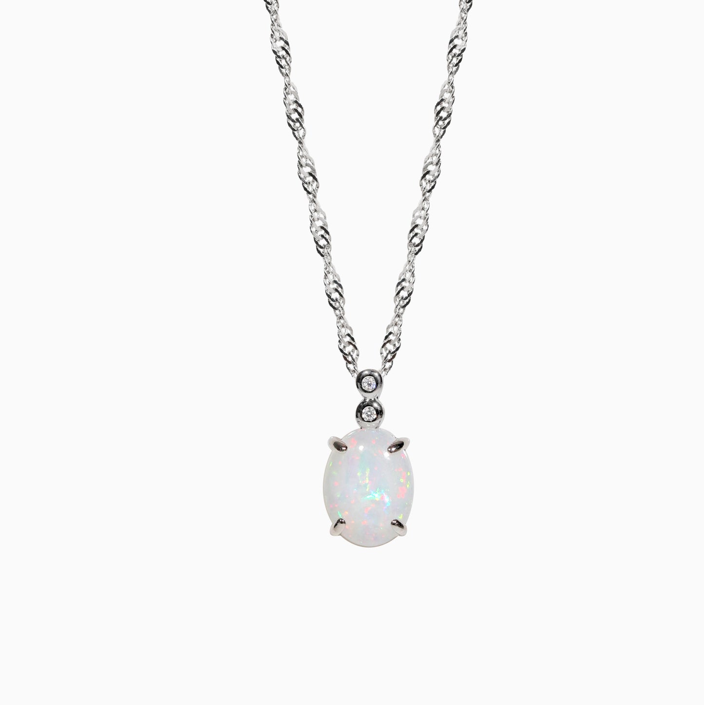 Sterling Silver Snow Solid White Opal Pendant