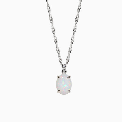 Sterling Silver Snow Solid White Opal Pendant