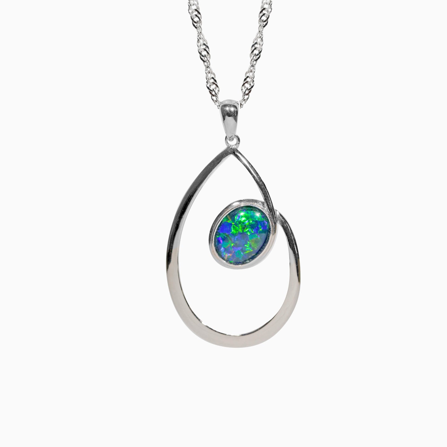 Sterling Silver Asymmetric Triplet Opal Pendant
